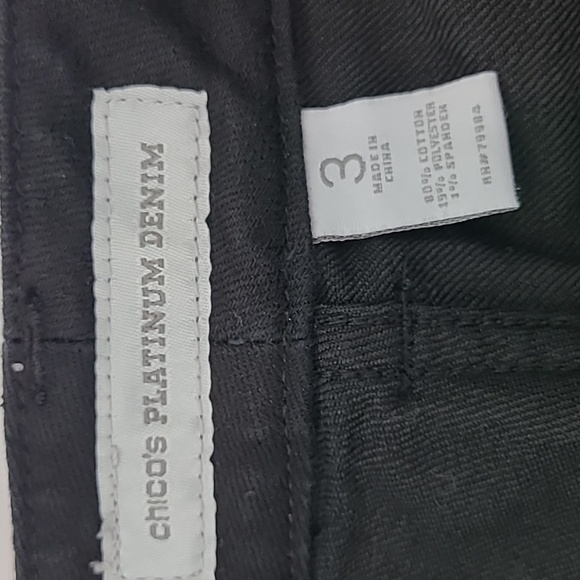CHICO'S Platinum Denim Black Stretch Crop Jeans - Size 16 - Picture 7 of 13